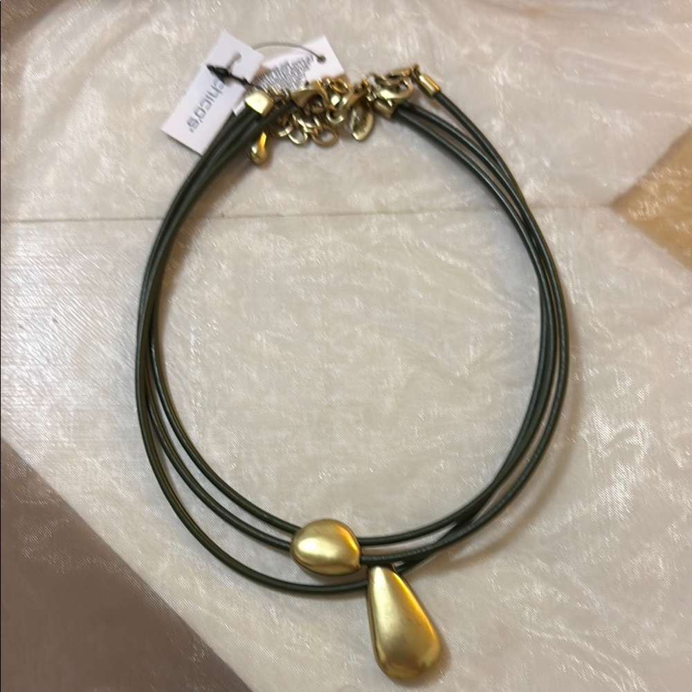 Chico's Gold and Green Multi-Strand Necklace